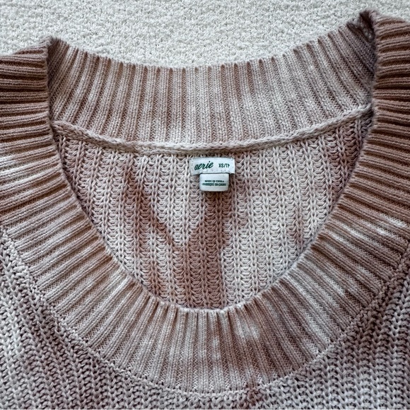 AERIE OPEN KNIT OVERSIZED SWEATER in Raw Sienna - Picture 2 of 8